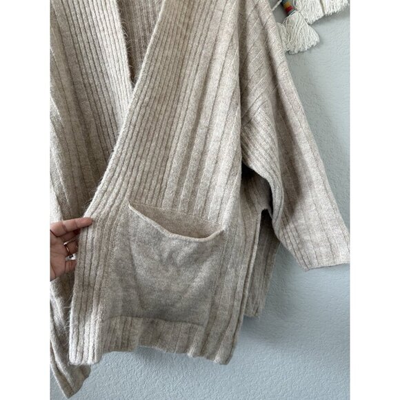 Topshop Ribbed Knit Oversized Open Front Longline Cardigan Cozy Neutral Boho 10 - Picture 5 of 9